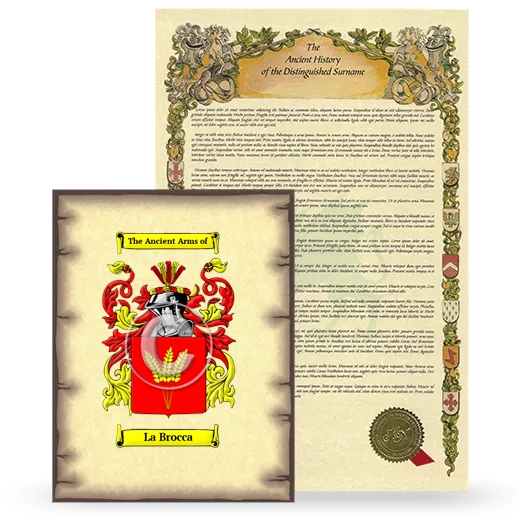 La Brocca Coat of Arms and Surname History Package